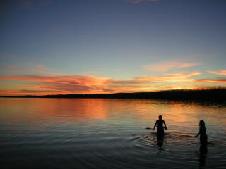 Swimming at Sunset