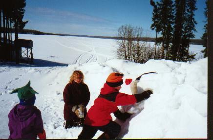 Everyone enjoys building a snow fort.